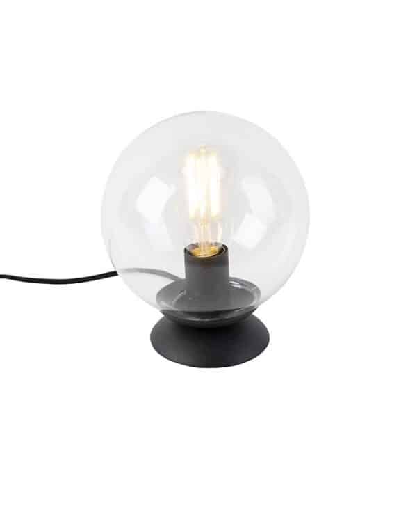 Art Deco Table Lamp Black with Clear Shade